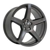 Angle view of a 22x9.5 Gunmetal wheel replacement for Jeep Grand Cherokee replica rim 9511011